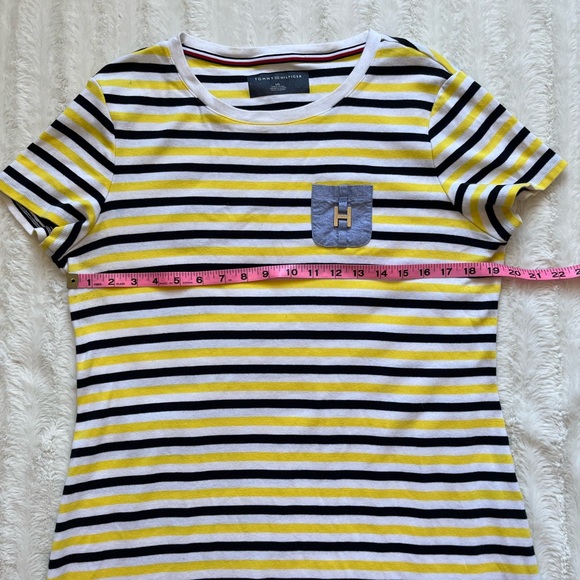Tommy Hilfiger Sunflower & Blue Stripe Chambray Pocket T-Shirt Dress sz L - Picture 4 of 8